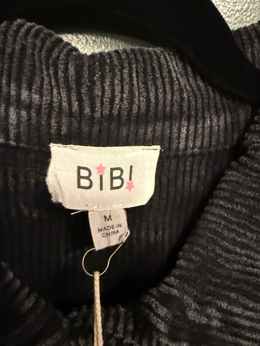 BiBi Black Corduroy Jacket with crochet flower accents - Picture 3 of 6